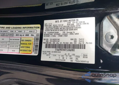 2015 Ford Mustang Ecoboost z USA, uszkodzony, nr VIN 1FA6P8TH4F5346981